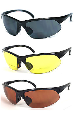 #ad Bifocal Vision Reader Reading Glasses Sunglasses Smoke Yellow or Amber Lens