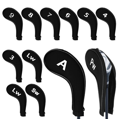 #ad 12Pcs Neoprene Zippered Golf Iron Club Head Covers with Number Print amp; Long Neck