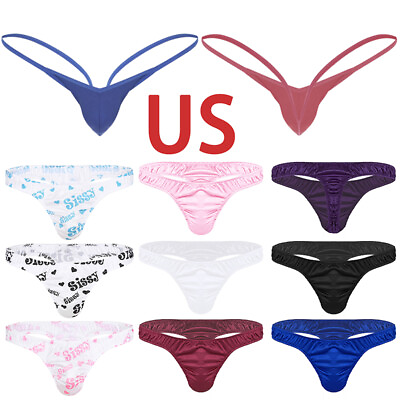 #ad US Men#x27;s Sissy Silk Ruffled Low Rise Bikini Briefs Underwear Crossdress Lingerie $7.81