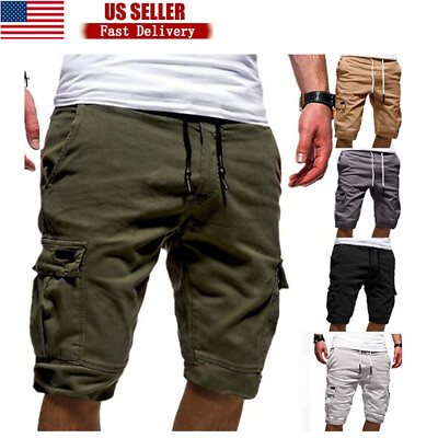 #ad Mens Shorts Pants Cargo Casual Chino Fashion 6 Pockets Beach Trousers