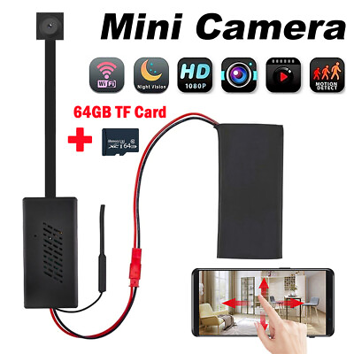 #ad 64GB HD 1080P Mini WiFi Camera Module Micro Pinhole DIY Cam Remote View Cam DVR
