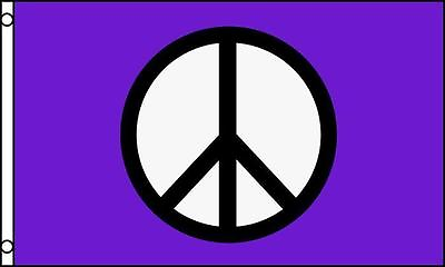 #ad PURPLE PEACE SIGN 3X5 FLAG inside or outside hanging hippie novelty emblem #602