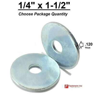 #ad 1 4quot; x 1 1 2quot; Extra Thick Heavy Fender Washers Steel Zinc Plated .120 Thick