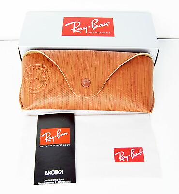 #ad Ray Ban Brown Soft Leather Case Sunglasses Case Snap Travel Eyeglasses Case