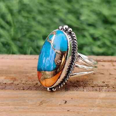 #ad Oyster Turquoise Ring Solid 925 Silver Handmade Anniversary Sterling Ring AP625
