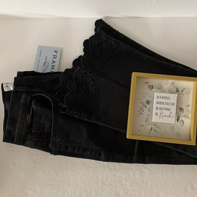 #ad 💐 FRAME 💐 Size 24 💐 Schiffly High Waist Crop Flare Black Jeans Pants AUTH 💐