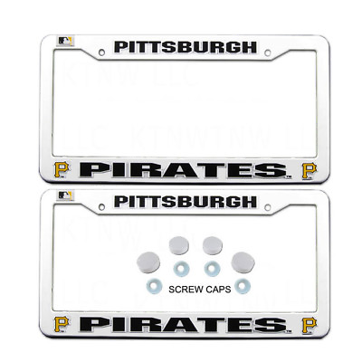 #ad New MLB Pittsburgh Pirates Car Truck White License Plate Frames amp; Screw Caps