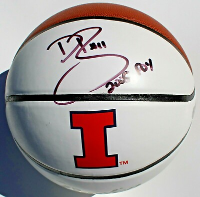 #ad Dee Brown Signed Illinois Fighting Illini Basketball w Beckett COA Proof