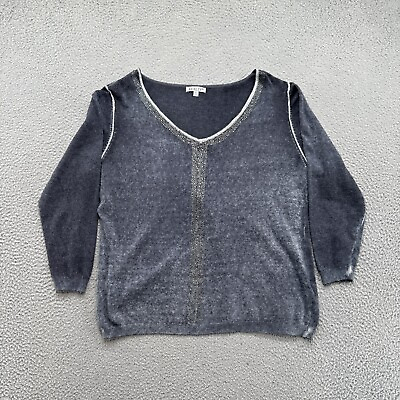#ad Avalin V Neck Angora Blend Long Sleeve Rhinestone Sweater in Women’s Size XL $11.99