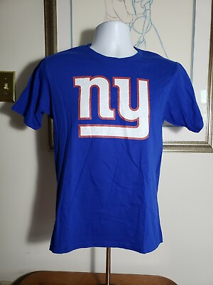 #ad NWT Pro Line Fanatics NFL NY Giants Short Sleeve Shirt Blue Small Sm 100% Cotton
