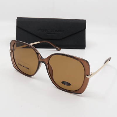 #ad Prive Revaux New Polarized Vintage Transparent Brown Brown Square Sunglasses