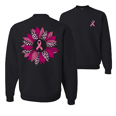 #ad Pink Cheetah Print Breast Cancer Carnation Flower Unisex Crewneck Sweatshirt