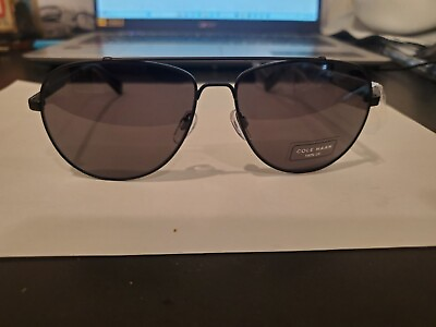 #ad NEW Cole Haan CH6036 Men’s Aviator Sunglasses 001 57 14mm Black PERFECT $30.40