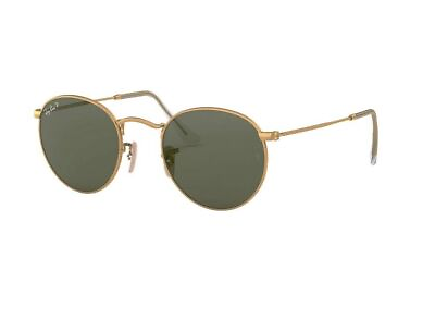 #ad Ray Ban Round Metal Matte Gold Polarized Green 50mm Sunglasses RB3447 112 58