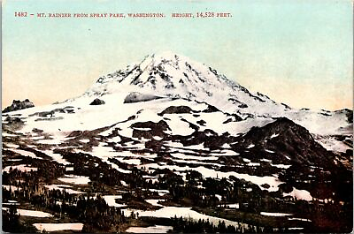 #ad Vintage PPC Mt Rainier from Spray Park Washington F18241