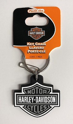 #ad Harley Davidson Bar amp; Shield Rubber Key Chain Gray NEW