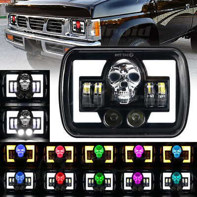 #ad 7x6quot; 5x7quot; LED Headlight DRL RGB Hi Lo Beam For Nissan D21 Hardbody Pickup 1pc