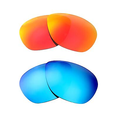 #ad New Walleva Fire Red Ice Blue Polarized Lenses For Maui Jim Castles Sunglasses