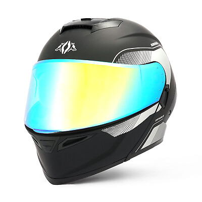#ad Modular Full Face DOT Approved Street Helmet Racing Motorcycle Helmet Sliver