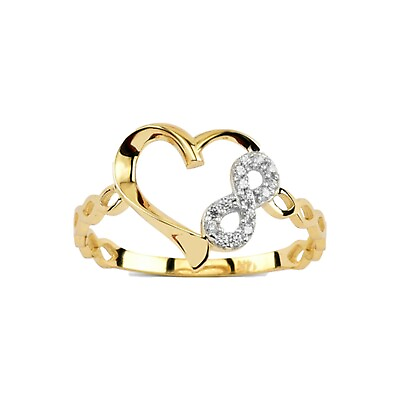 #ad 14k Solid Gold Heart Ring Infinity Ring Minimalist Real Ring Heart Ring for