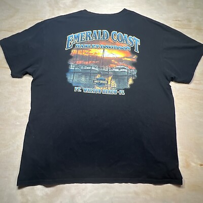 #ad Harley Davidson Emerald Coast Ft Walton Florida FVtg T shirt Men#x27;s XL Black