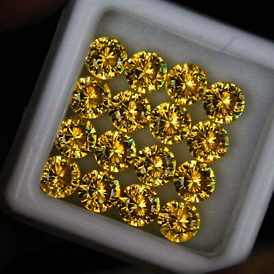 #ad Natural Sapphire 5 MM Gemstone Certified Lot Yellow Round Shape Lot 50 PCS