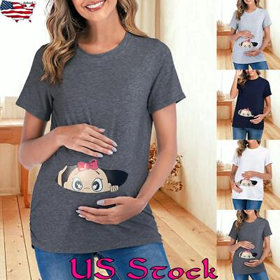 #ad Women Summer Print Pregnant Maternity Loose Casual T Shirt Blouse Nursing Tops