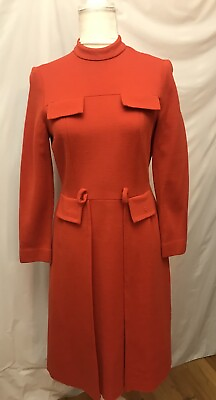 #ad Vintage MOD Dress by Jeannene Booher for Jeanesse 34quot;B Orange WITH FLAWS