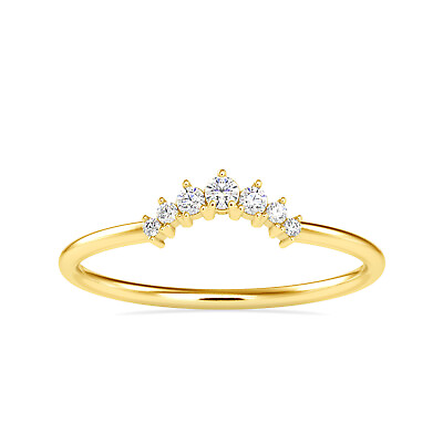 #ad Natural Round Diamond 14k Solid Gold Graduated Curved Crown Tiara Ring for Women