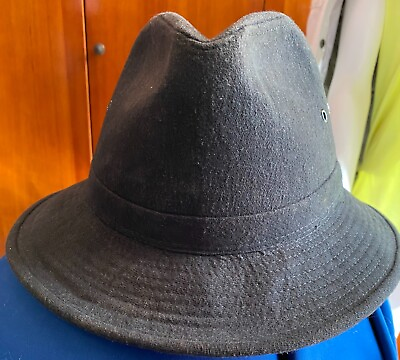 #ad DORFMAN PACIFIC Black Men#x27;s Fedora Outback Style Hat Size Large 100% Cotton