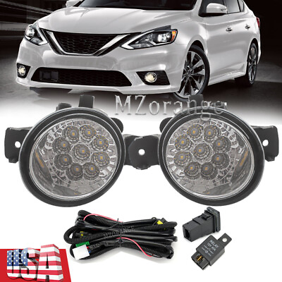 #ad Bumper LED Fog Lamp Light w Wiring Switch Relay Kit For Nissan Sentra 2016 2019