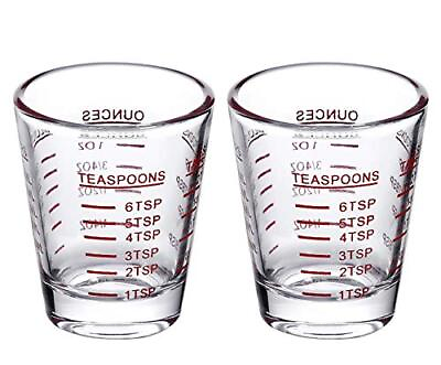 #ad #ad Measuring Shot Wine Glass 26 Incremental 1oz 6 Tsp 2 Tbs 30ml 2 pack red