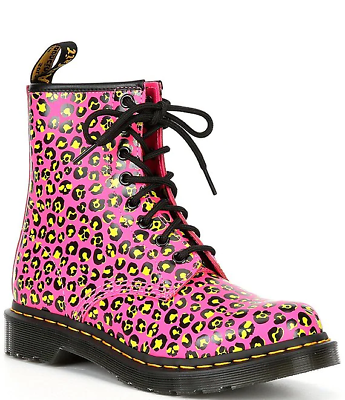 #ad Women#x27;s Dr. Martens 1460 Smooth Leather Leopard Print Combat Boots Size 7 NIB