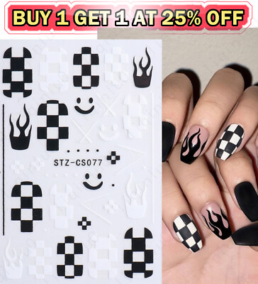 #ad 37 Styles Drawing Pattern Nail Stickers Waterproof Nail Art Design DIY Decals