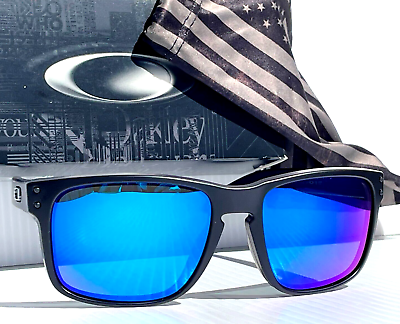 #ad Oakley Holbrook Matte Black USA Tonal Flag POLARIZED Galaxy Blue Sunglass 9102