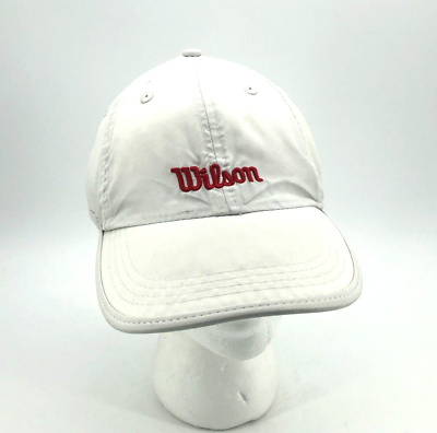 #ad Wilson White Classic Red Logo Tennis Cap One Size Hat Wicking Sweatband Adjusts