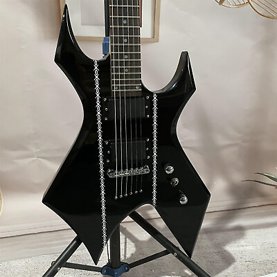 #ad BC Warlock Extreme Electric Guitar Black Body Black Fretboard Chrome Parts 2H