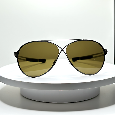 #ad Tom Ford Designer Aviator Sunglasses Satin Silver Frame Brown Lens Rocco FT0828