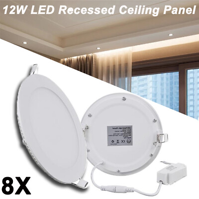 #ad 8X12W LED Recessed Ceiling Panel Down Lights Bulb Lamp Fixture Cool White US $42.99