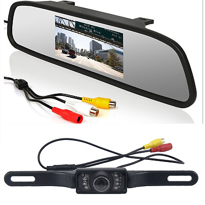 #ad Car IR Night Vision HD Rear View Reverse Backup Camera Kit 4.3quot; Mirror Monitor