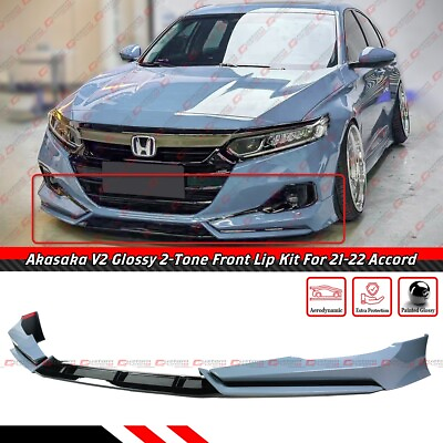 #ad For 21 22 Honda Accord V2 Akasaka Sonic Gray Pearl 2 Tone Front Bumper Lip Kit