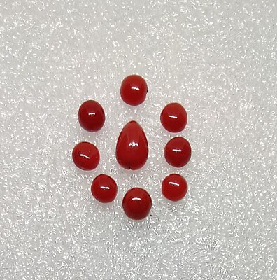 #ad Red Coral Pear And Half Round Loose Stones Italian Red Coral For Jewelry Making.