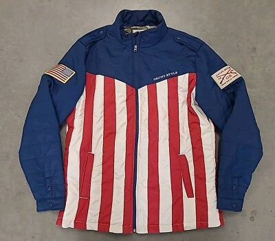 #ad RARE Grunt Style MENS Down Jacket XLarge AMERICAN FLAG STYLE
