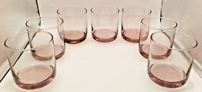 #ad Vintage Metropolitan Pink Libbey Lowball Glass Rocks Glasses Set Of 7
