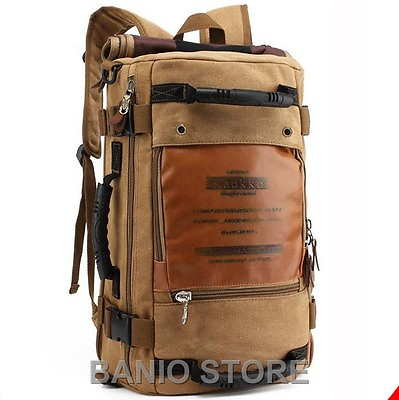 #ad KUAKKO Men Canvas Laptop Backpack Outdoor Sport Shoulder Travel bag Tactical 45L