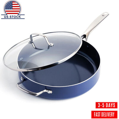 #ad Blue Diamond Toxin Free Ceramic Metal Utensil Dishwasher Safe 5QT Saute pan