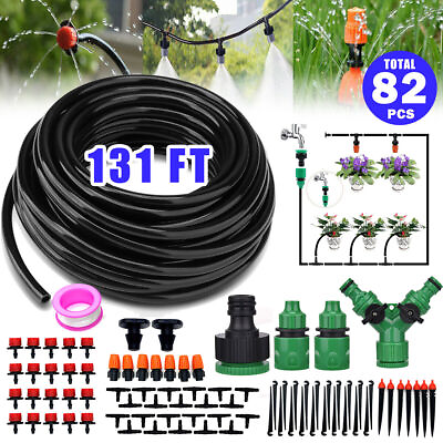 #ad 131FT Drip Irrigation System Garden Plant Self Watering Micro Hose Sprinkler Kit