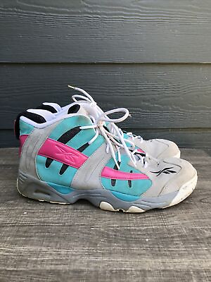 #ad Reebok RAIL Tin Gray Teal Pink San Antonio Spurs Rare Mens Shoe M40338 Size 13