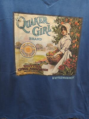 #ad NEW Women#x27;s Whittier Quaker Girl Blue V Neck T Shirt from the Whittier Museum