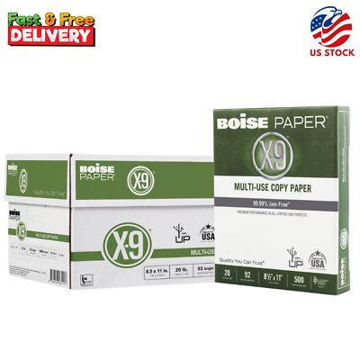 #ad Boise X 9 Multi Use Printer amp; Copy Paper White 8.5quot; x 11quot; 5000 Sheets10 Ream